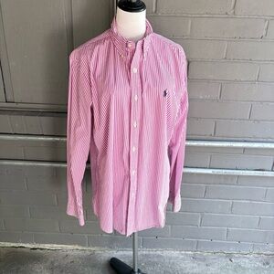 Ralph Lauren Men's Pink and White Striped Shirt